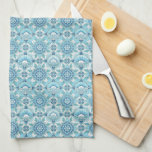 Aqua, Teals, Blues & White Art Deco Coastal Geschirrtuch<br><div class="desc">Bright Aqua, Seafoam Teal, Soft Turquoise, Deep Teal Blue, Slate Blue, Powder Blue, Sea-green, Cool gray & White - Coastal Art Deco Pattern</div>