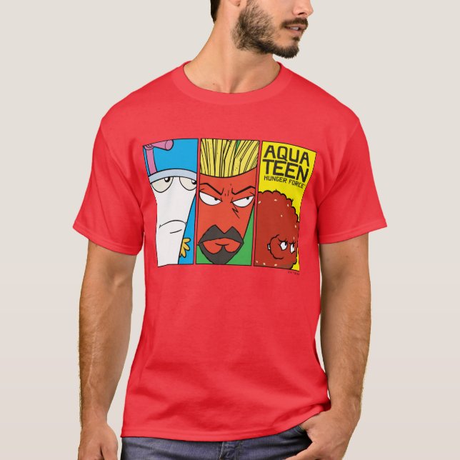 Aqua Teen Hunger Force Character Panel Graphic T-Shirt (Vorderseite)