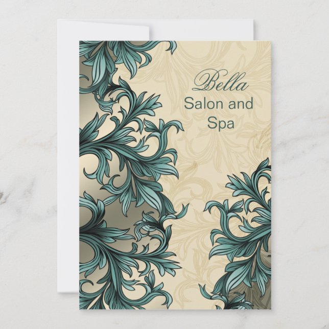 aqua tendance florissante Business Thank You Carte (Devant)