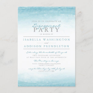 Aqua Tides   Watercolor Engagement Einladung