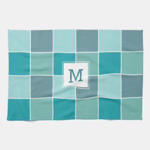 Aqua Tiles personnalisé monogramme serviette à mai