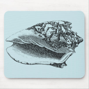 Aqua-Tritonshorn-Muschel Mousepad