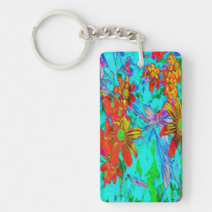Aqua Tropical avec Fleurs Jaunes et Orange