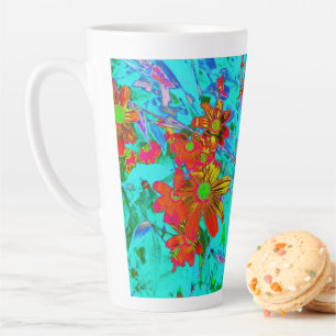 Aqua-Tropisch mit gelben und orangen Blumen Milchtasse