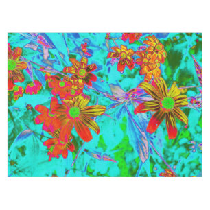 Aqua-Tropisch mit gelben und orangen Blumen Tischdecke