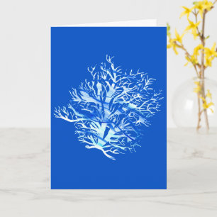 Aqua-Türkis blaue Korallen-Silhouette Aquarell-Kar Karte