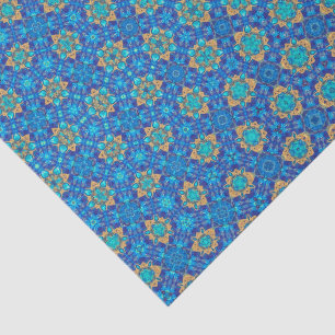 Aqua Türkis Faux Gold Blatt Muschel Decoupage Seidenpapier