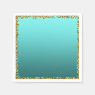 Aqua Türkis getaucht Gold Glitter Glam Funkel Part Serviette