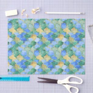 Aqua Türkis Gold Aquarell-Mosaik-Meeresglas Seidenpapier