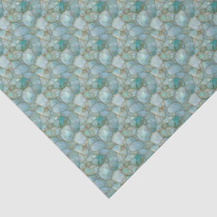 Aqua Türkis Gold Mosaik Meer Glas Kleiner Maßstab Seidenpapier