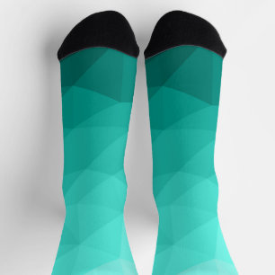 Aqua Türkis Gradient Geometric Mesh Pattern Socken
