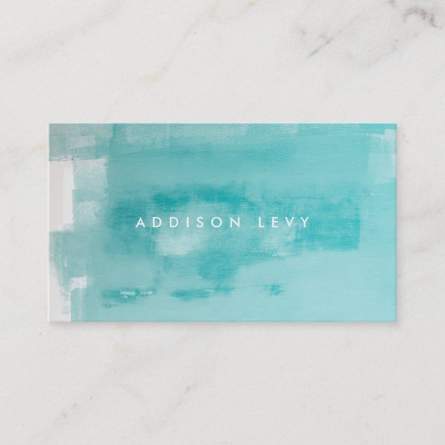 Aqua Türkis Grunge Beändigte Malerei Terminkarte (Vorderseite)