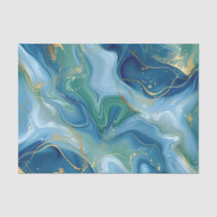 Aqua Türkis Mint Gold Aquarell Abstract Decoupage Seidenpapier