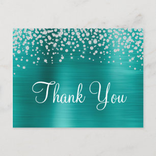Aqua Türkis Ombre Folie Diamant Konfetti Danke Postkarte