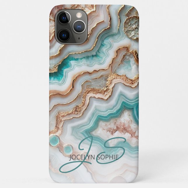 Aqua Türkis Rosa Rose Gold Marmor Kunst Muster Case-Mate iPhone Hülle (Rückseite)