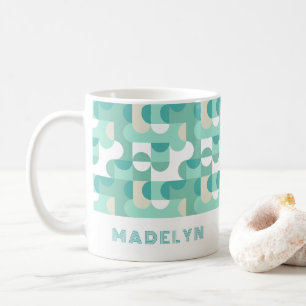 Aqua Türkis Seafoam Mintgrün Midcentury Muster Kaffeetasse