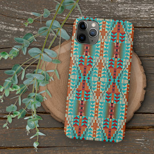Aqua Türkis Terrakotta Gebranntes Orange Stammesku Case-Mate iPhone Hülle