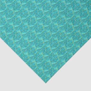 Aqua Türkis Türkis Falsches Goldblatt Muschel Deco Seidenpapier