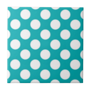 Aqua Türkis und White Polka Dot Muster Fliese