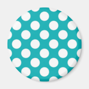 Aqua Türkis und White Polka Dot Muster Magnet