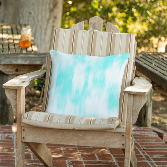 Aqua Türkis White Abstrakt Kissen Für Draußen (Stuhl )
