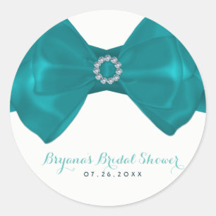 Aqua Türkisband & Diamanten Brausebad Elegant Runder Aufkleber