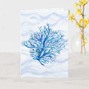 Aqua Türkisblaue Korallen Silhouette Aquarell Karte
