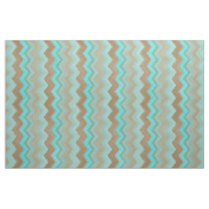 Aqua Türkise Blue Brown Ikat Zigzag Muster Stoff