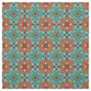 Aqua Türkise Blue Orange Red Brown Orientale Stoff