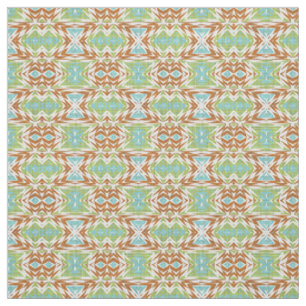 Aqua Türkise Lime Green Orange White Ethnic Look Stoff