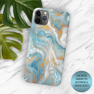Aqua Turquoise Aquamarin Blue Gold Marmor Art Patt Case-Mate iPhone Hülle