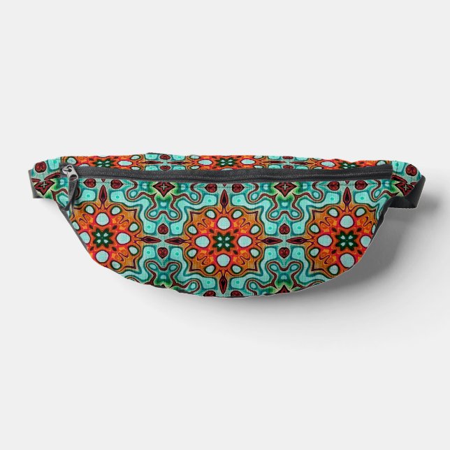 Aqua Turquoise Bleu Orange Rouge Brown Tribal Art (Poser)