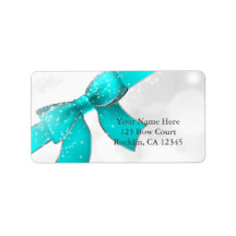 Aqua Turquoise Blue Bow & Glitzern Chic Einladung