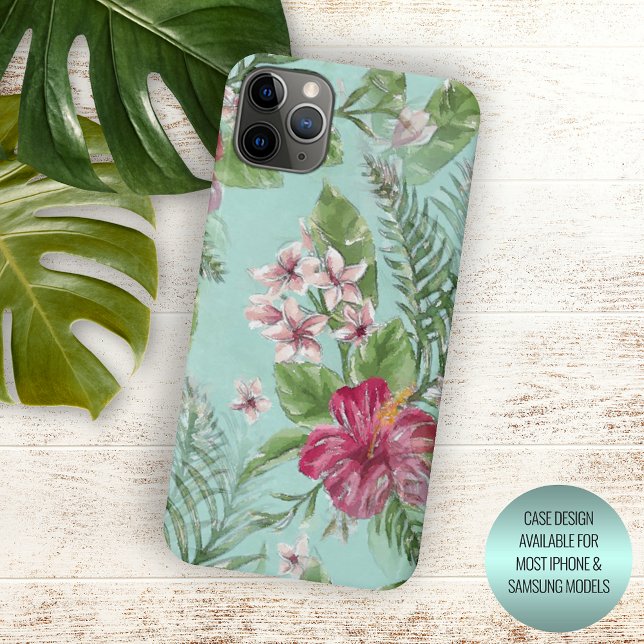 Aqua Turquoise Blue Green Pink Floral Art Muster Case-Mate iPhone Hülle (Von Creator hochgeladen)
