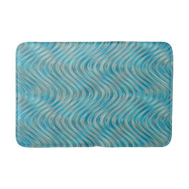 Aqua Turquoise Blue Taupe Kurven Linien Muster Badematte