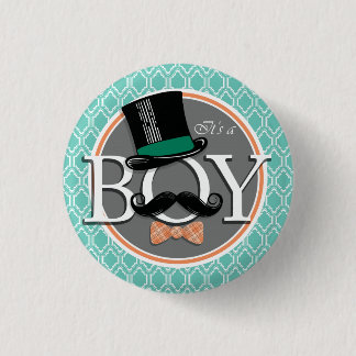 Aqua Turquoise Retro Funny Boy Baby Dusche Button