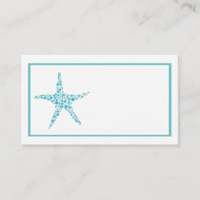 Aqua Turquoise Starfish Mariage Table Place Cartes (Devant)
