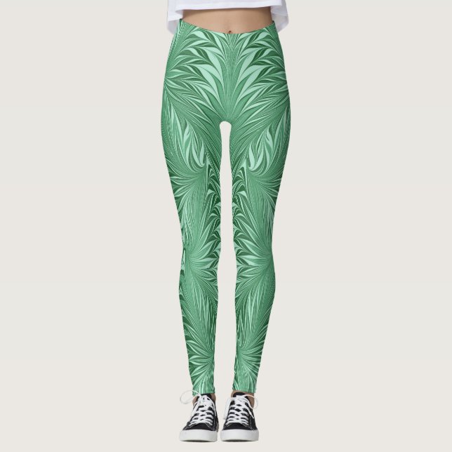 Aqua Turquoise Stilvoll Modern Marmormor Leggings (Vorderseite)