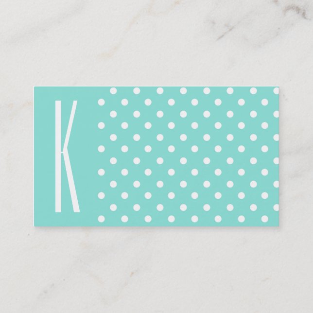 Aqua Turquoise & White Polka Dots Visitenkarte (Rückseite)