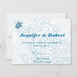 Aqua Turtle Liebe Wedding Response Card RSVP Karte