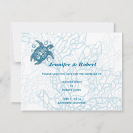 Aqua Turtle Liebe Wedding Save the Date Card