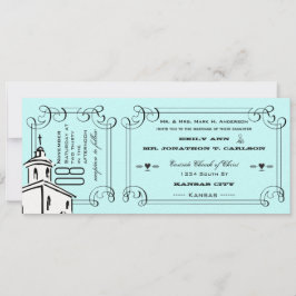 Aqua Typografy Quote Kapelle Hochzeit Einladung