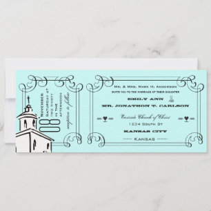 Aqua Typografy Quote Kapelle Hochzeit Einladung