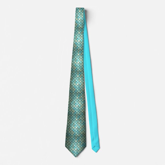 AQUA- UND AQUAMARINE MERMAID-SKALEN KRAWATTE (Vorderseite)