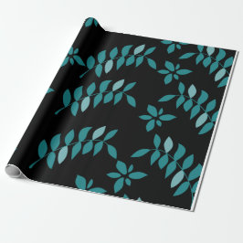 Aqua und Black Tropical Dschungel Kissen Geschenkpapier