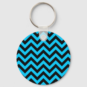 Aqua und Black Zig Zag Schlüsselanhänger