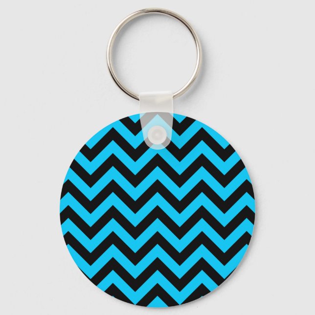 Aqua und Black Zig Zag Schlüsselanhänger (Vorderseite)