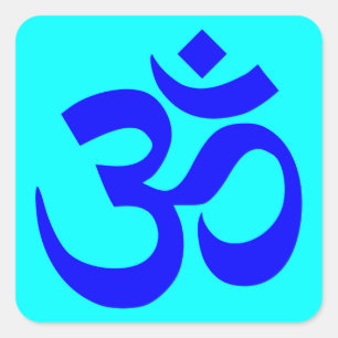 Aqua und blaues Om-Symbol Quadratischer Aufkleber