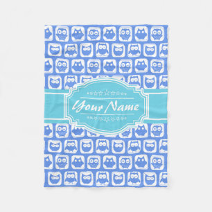 Aqua und Blue Owl Graue Personalisierte Bezeichnun Fleecedecke