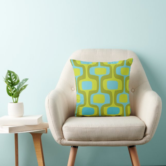Aqua und Chartreuse Retro Muster aus dem Mittelalt Kissen (Stuhl )